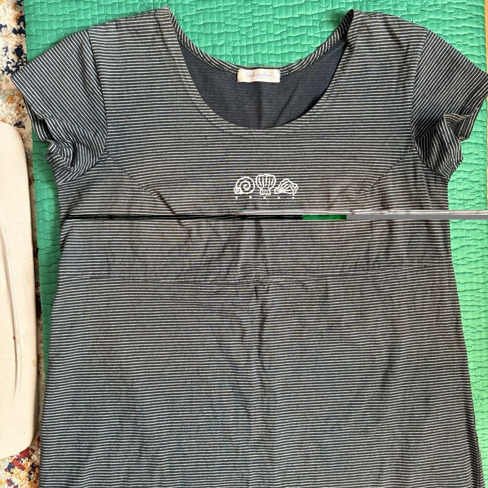 Vintage 2002 Fresh Produce Beach Navy Striped Short Sleeve Cotton Dress M Y2K - Picture 12 of 14